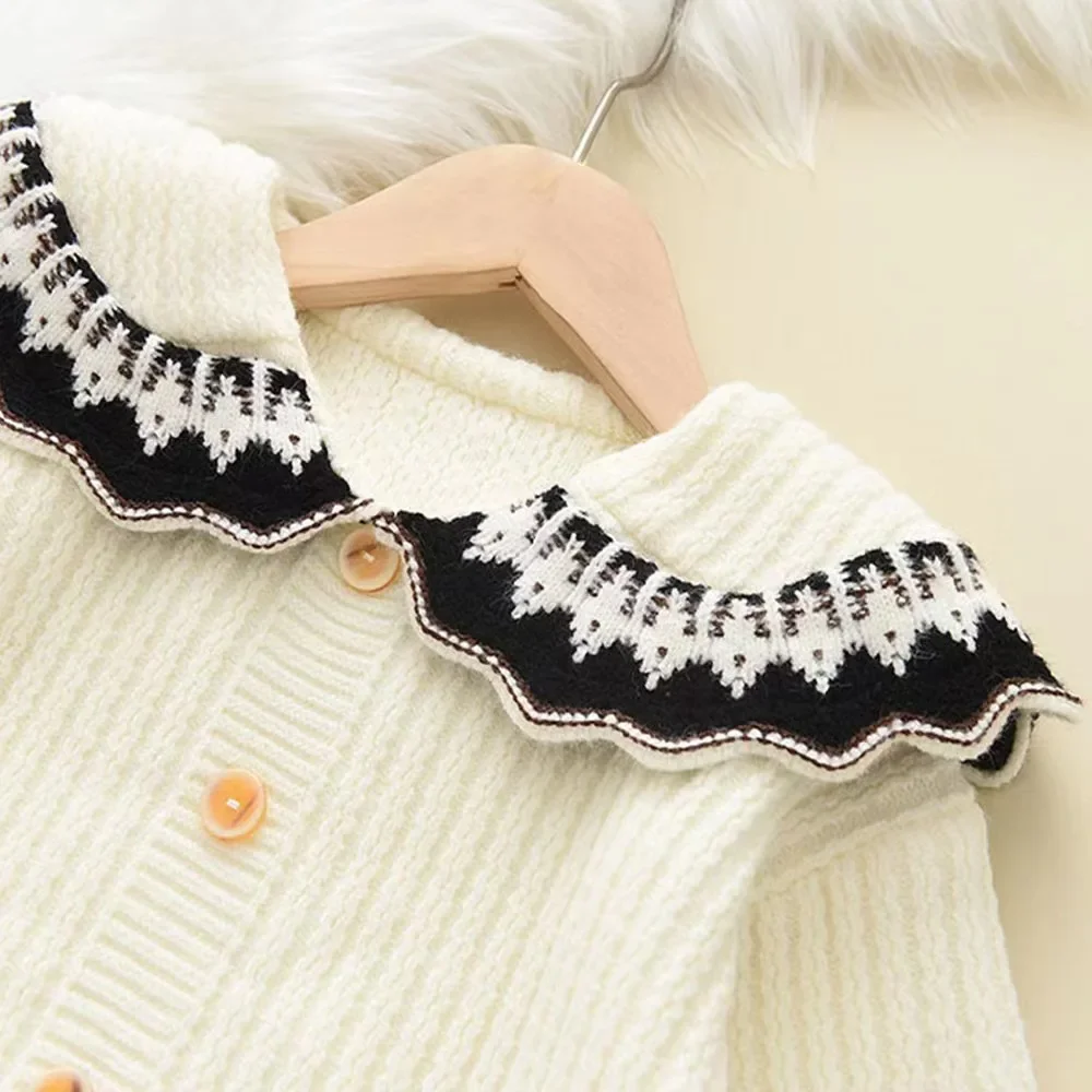 Girls Fashion Knitwear Set Baby Girls College Style Cardigan Sweater Kids Toddler Halloween Two-piece Set Clothes Outfits