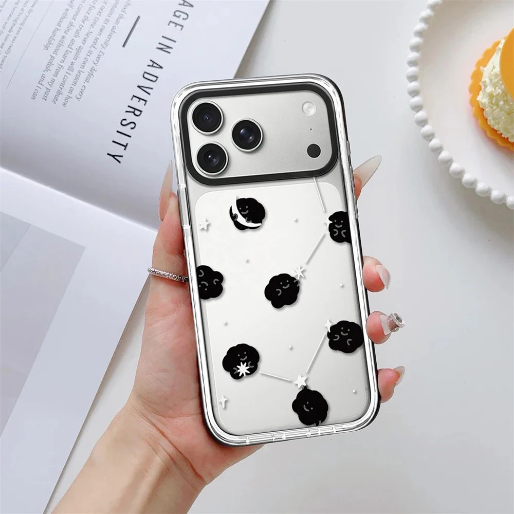 Creative Cloud White Border Magnetic Phone Case Cover for IPhone 12 13 14 15 16 17 18 Pro Max Case