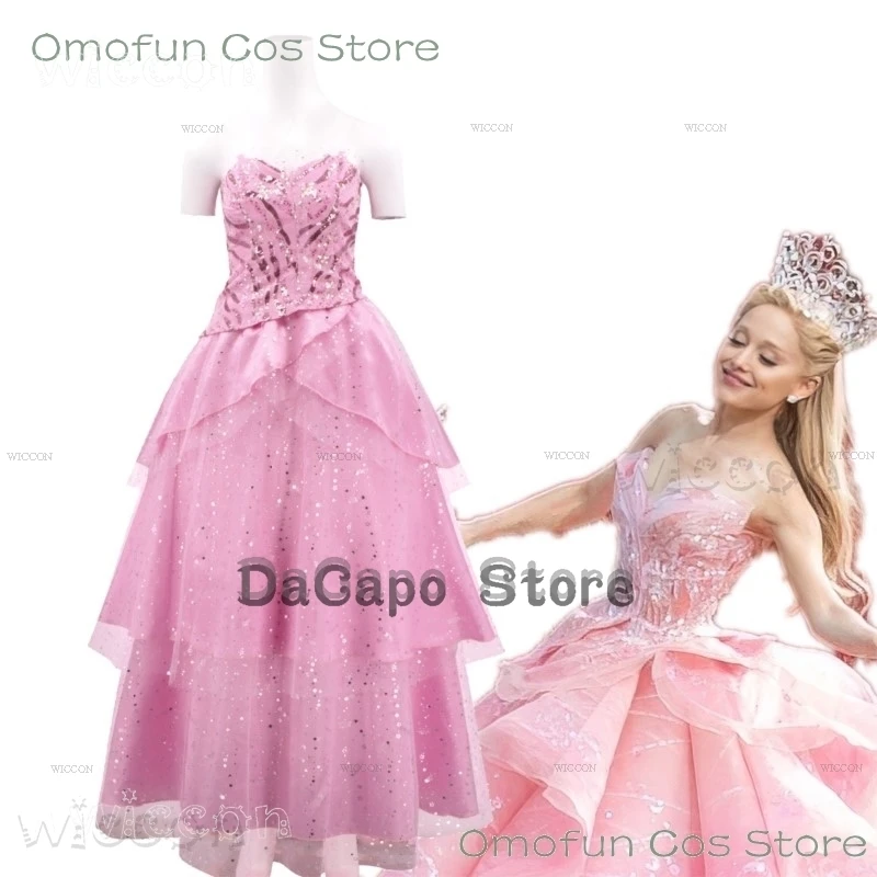 Wicked Glinda Cosplay Witches Costumes Clothes 2024 Movie Party Role-playing Princesses Pink Suit Dress Ball Gown Robe Hat