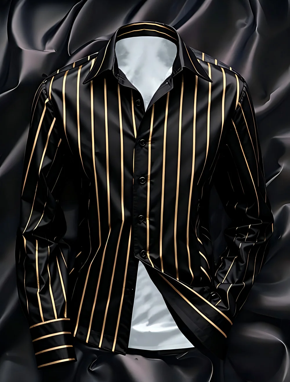 Men's Shirt, Casual Shirt, Striped Shirt, Wedding Holiday, Long Sleeved Collar, Spring and Autumn Clothing