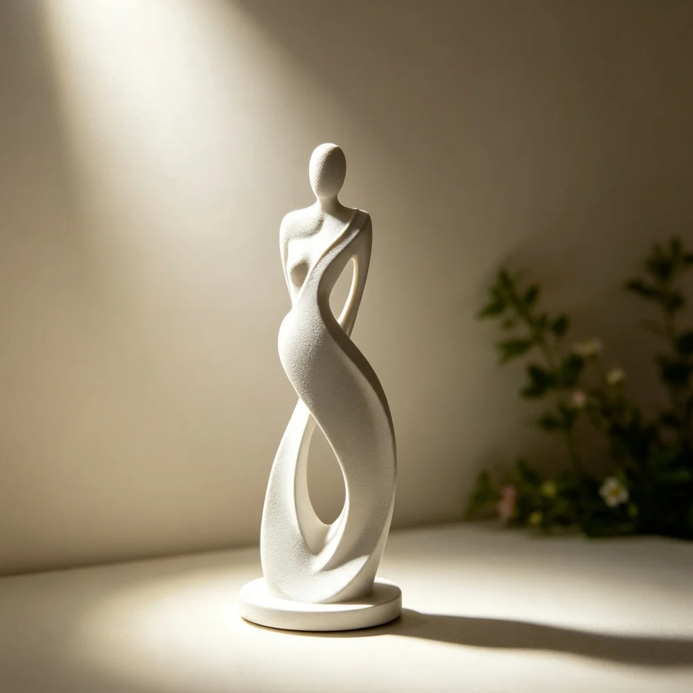 3D Printed White Abstract Flowing Female Body Sculpture Desktop Figurine Ornament For Modern Minimalist Home Decor Gift