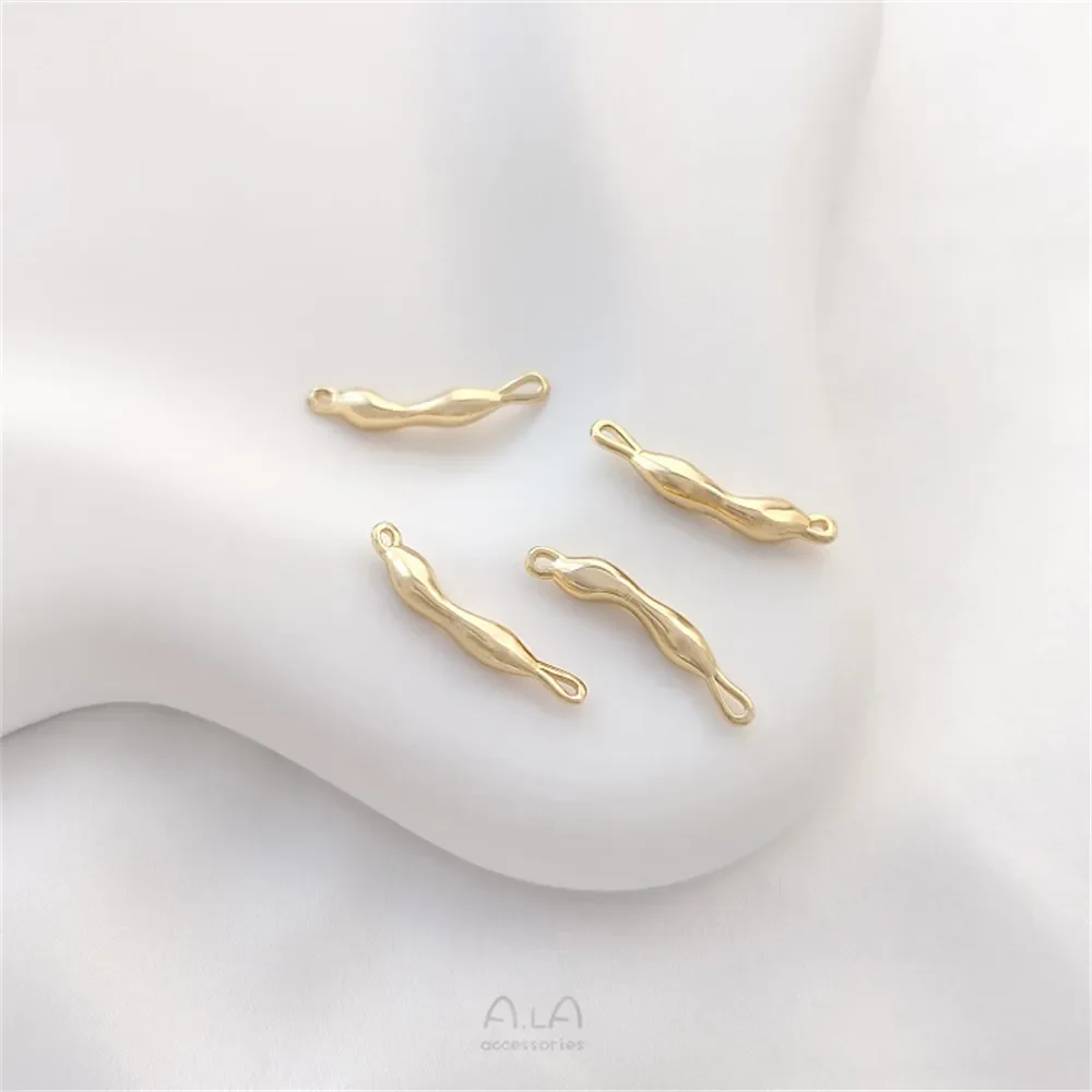 Anillo de rama de medio anillo envuelto en oro de 14K, accesorios en forma de rama, doble colgante, cadena Diy, collar de perlas, pulsera, varilla de conexión