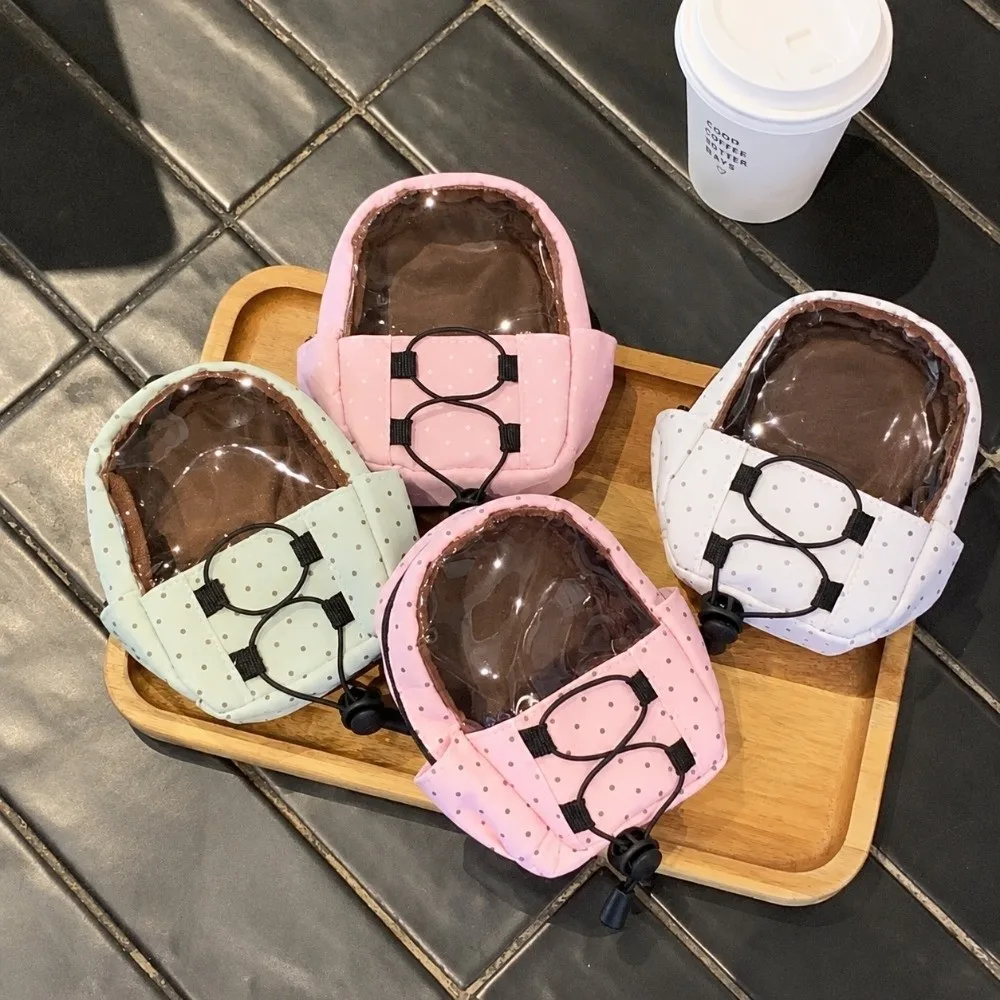 Practical Polka Dot Doll Ita Bag Transparent Window Wide-mouth Design Coin Purse Multicolor Versatile Storage Bag Daily Use
