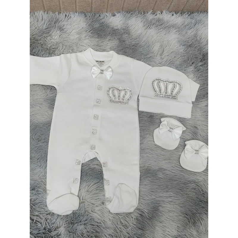 Newborn baby set，Soft long-sleeved jumpsuit paired with a vest、Hat、Socks and shoes，Gentle and skin-friendly design，Perfect for w