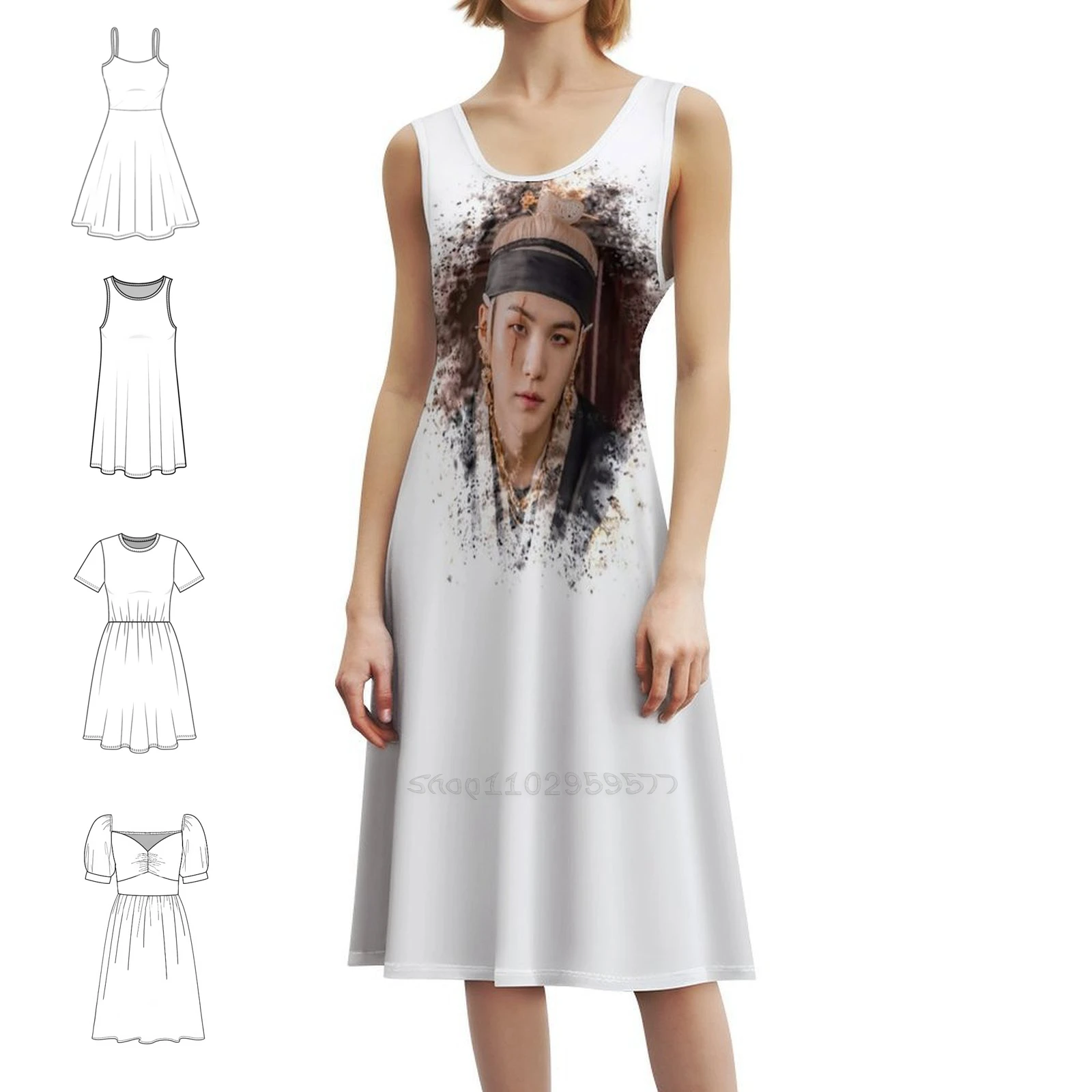 فستان Min Yoongi Daechwita Agust D D 2 بوهيمي بدون أكمام متعدد الطباعة لحفلات عطلة الشاطئ Rm V D 2 للأولاد Namjoon كوري