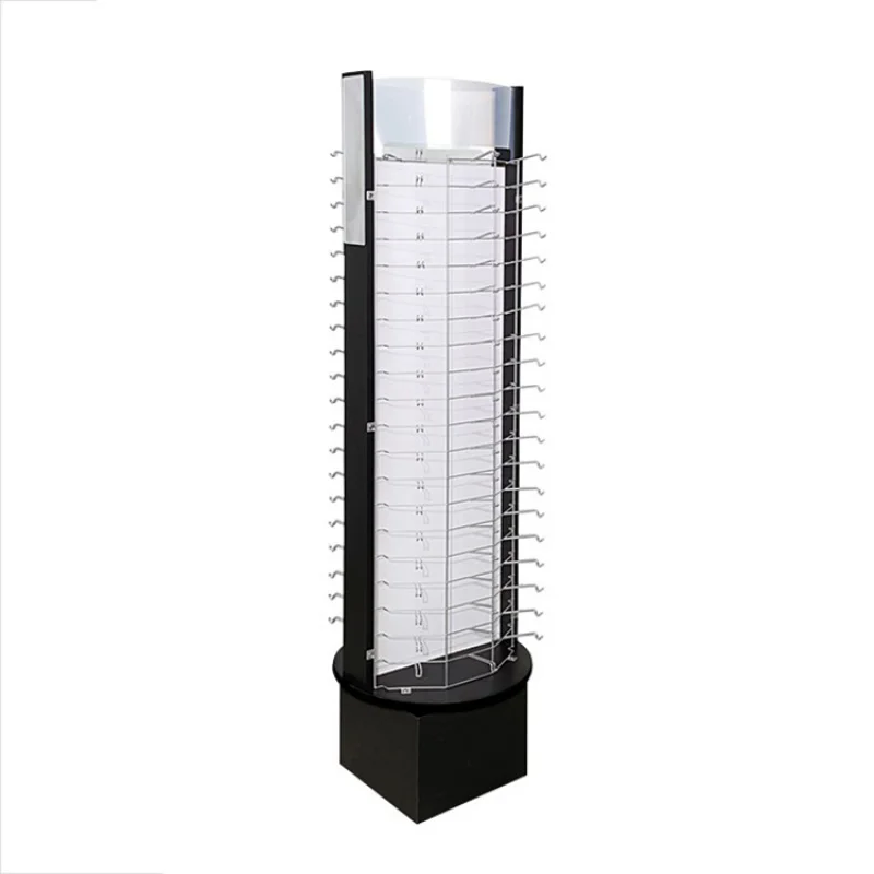 custom.Commercial Retail Display Floor Standing Rack Rotating Optical Store Shelves