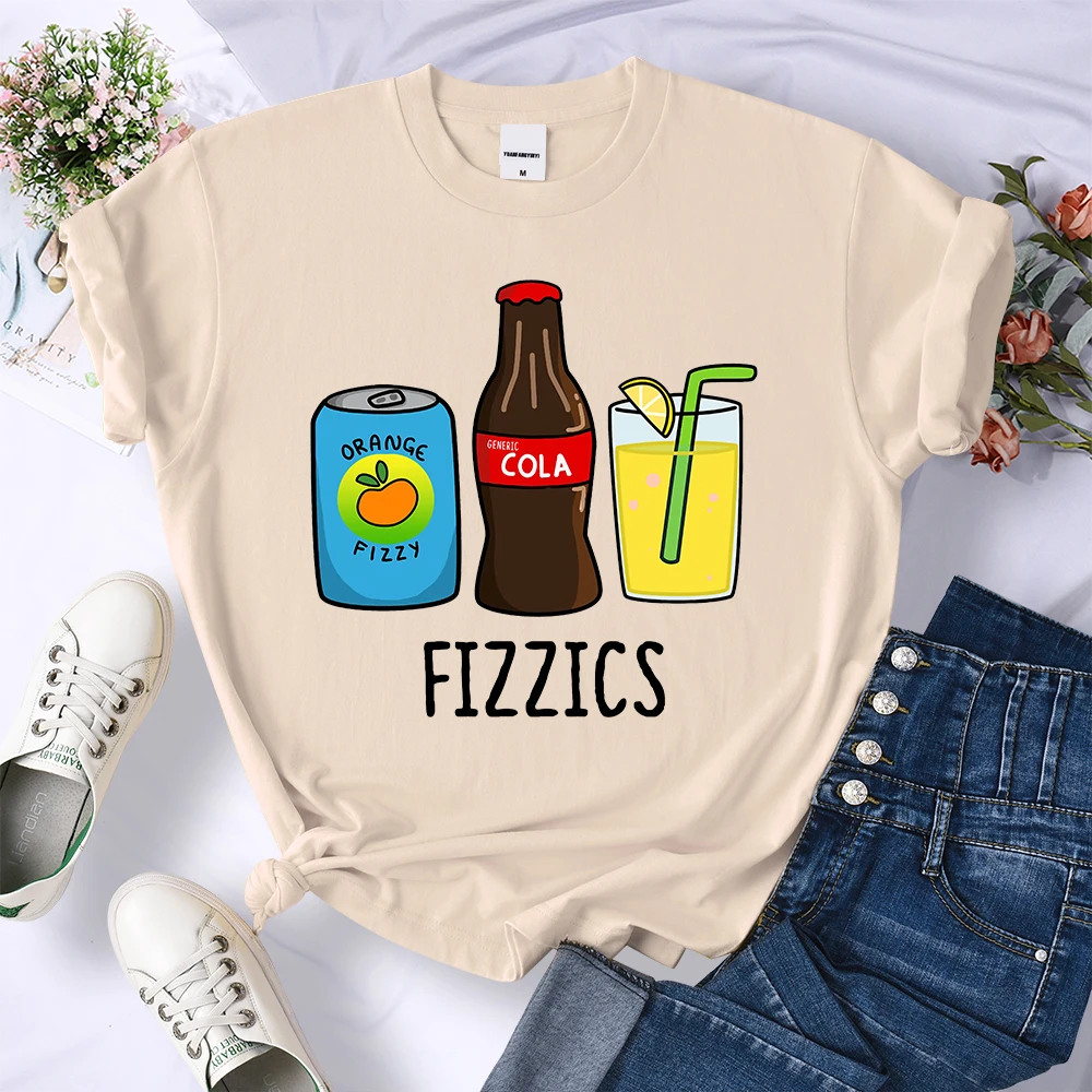 Fizzics Drink Kawaii Harajuku Print Womens T-Shirt Cool Hip Hop T Shirts Street Fashion Tee Shirtbreathable Short Sleeve Women