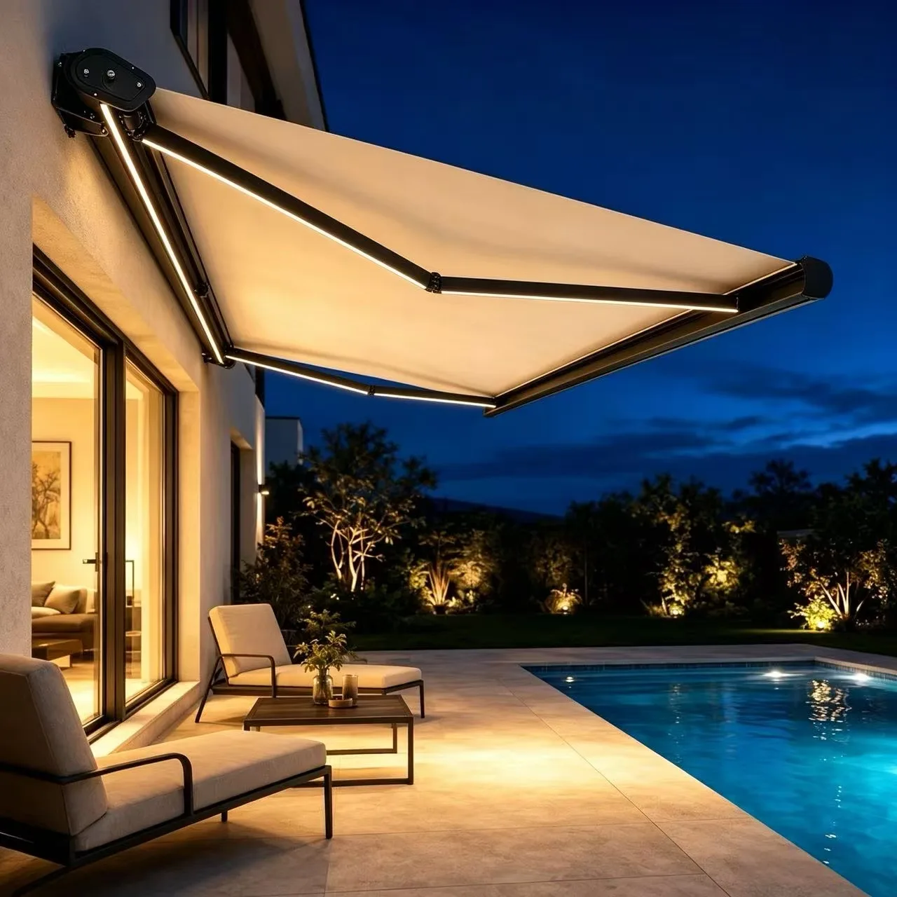 Custom 6M Full Cassette Electric Retractable Awning, Waterproof Windproof Motorized Sun Shade for Outdoor Cafe Patio