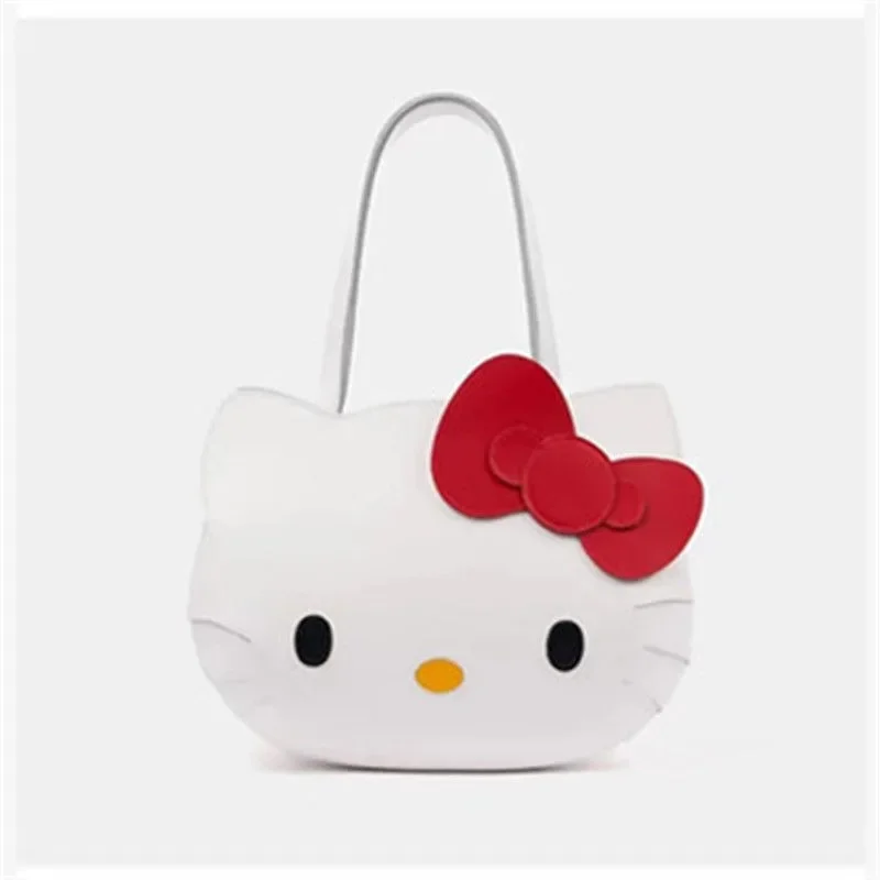 MBTI Pure Black Shoulder Bag for Women Hello Kitty Pu Leather Casual Fashion Handbag Cartoon Japanese Style Female Armpit Bag