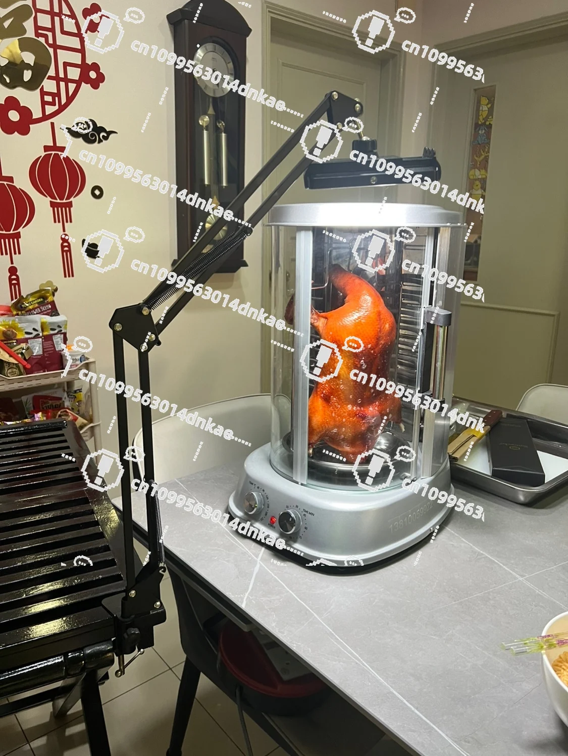 Smokeless All-Metal Rotary Roast Duck Stove for Meat with Glass Door Integrated Commercial And Household Roast Chicken Oven