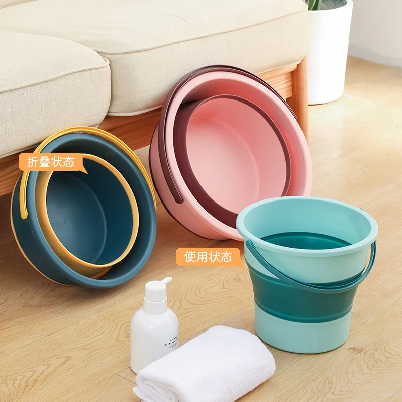 Collapsible Car Wash Bucket, Portable Travel Car Storage Bucket & Organizer Box, Retractable Fishing Bucket