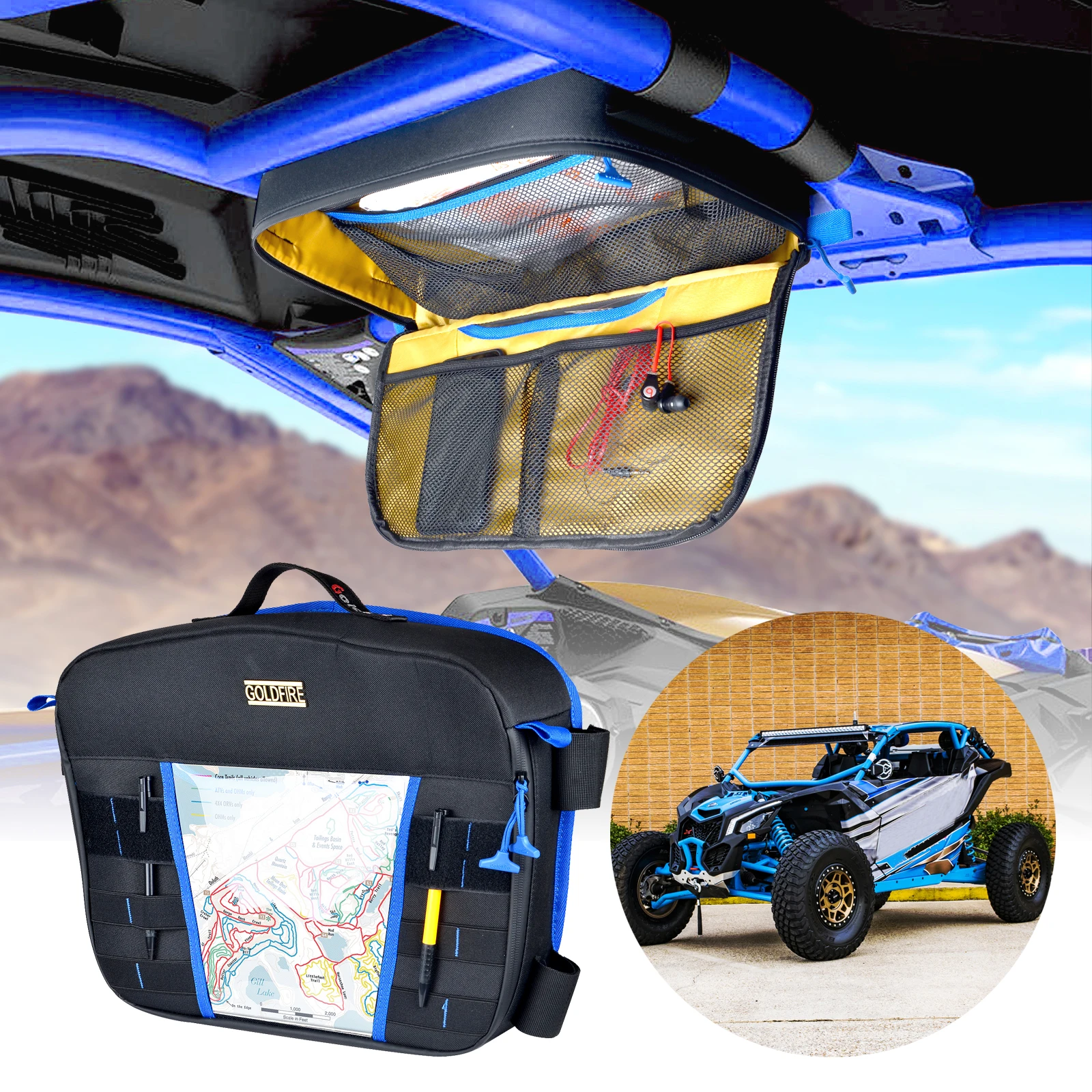 

Goldfire UTV Maverick X3 Accessories Overhead Storage Bag Over Head Roof Organize For 2017-2023 Maverick X3 MAX RS DS Turbo R