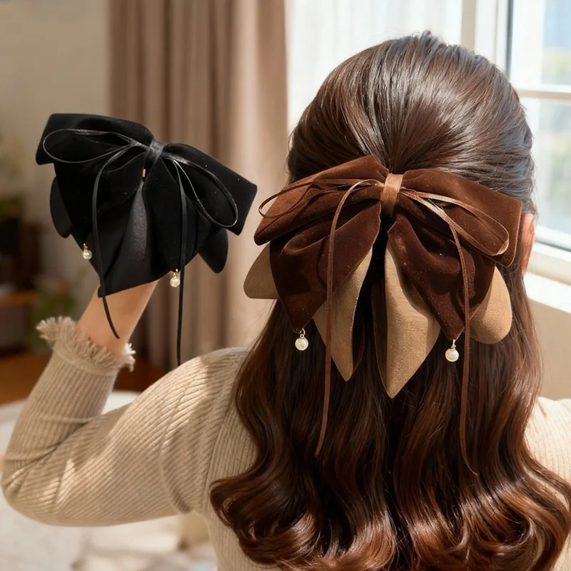 new-premium-ponytail-claw-clip-for-women-new-velvet-bow-hair-clip-for-half-up-styles-wholesale