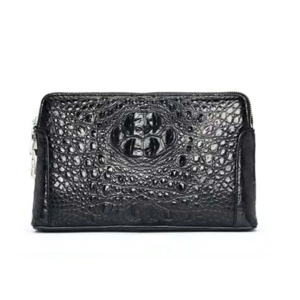 madun crocodile  male crocodile bag  business  Cross section  Double zipper  Combination lock  handbags  male cluch bag
