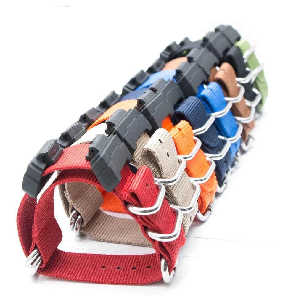 22MM Nylon Band Striped Watchband Replacement Accessories Strap Men Women Watch Wristband With Adapters for Casio G-Shock