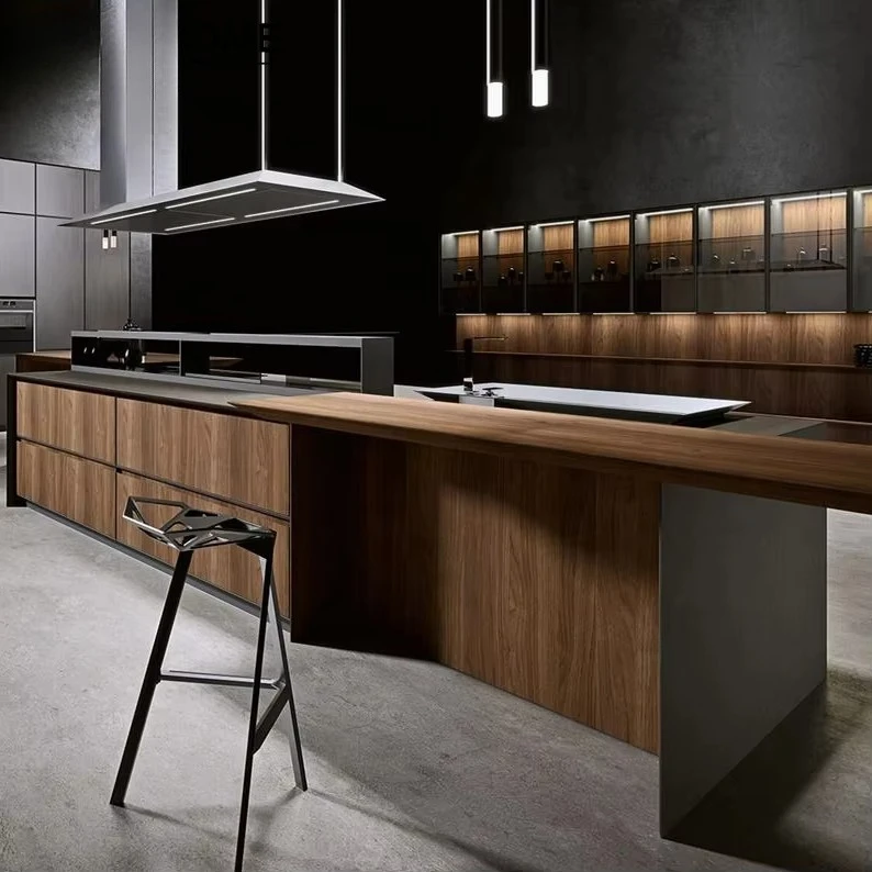 Custom Luxury Design Island Furniture Modern Wooden Kitchen Cabinet Set