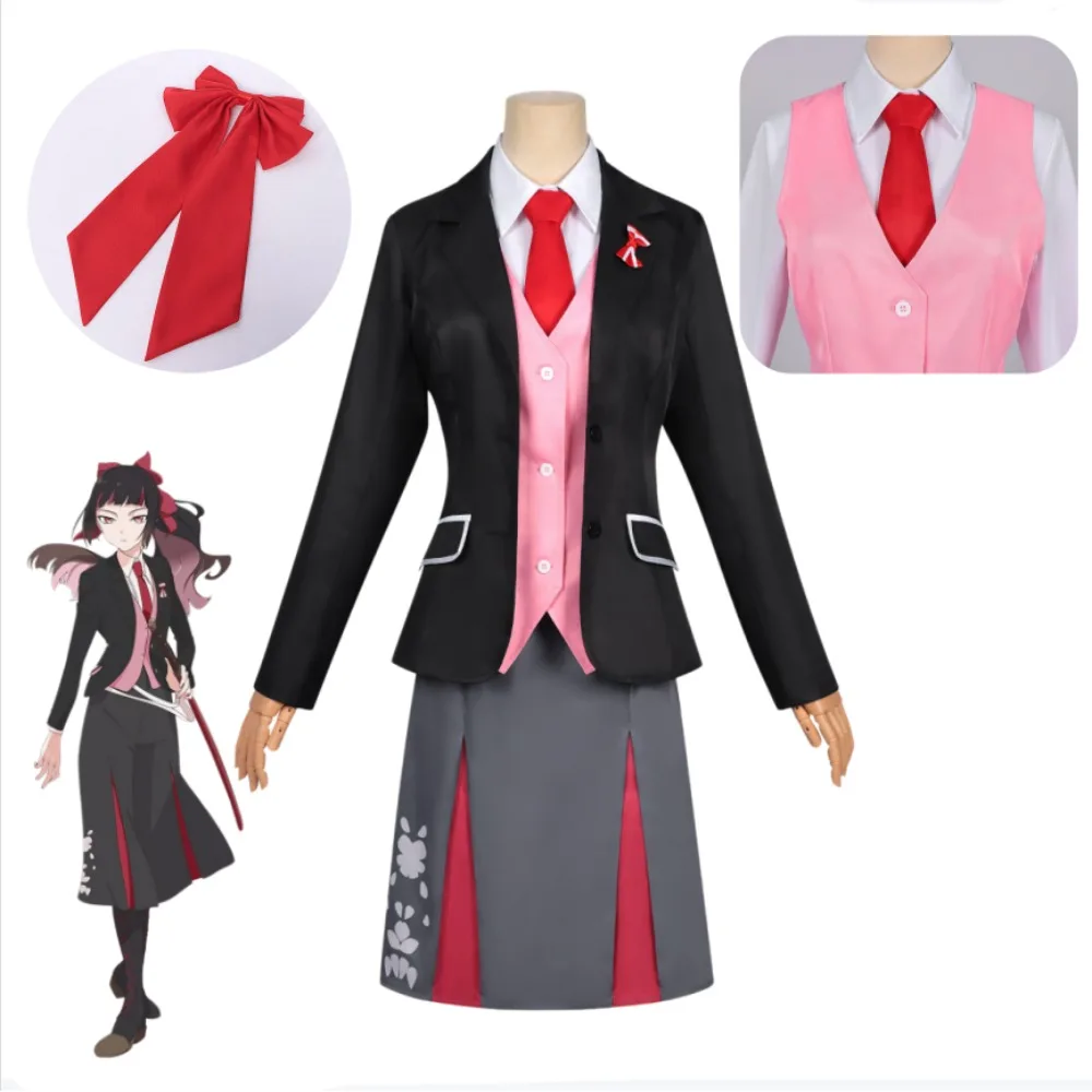 

Agents of The Four Seasons Dance of Spring Sakura Himetaka Cosplay Full Set Black Suit with Headwear Halloween Comic Con Costume
