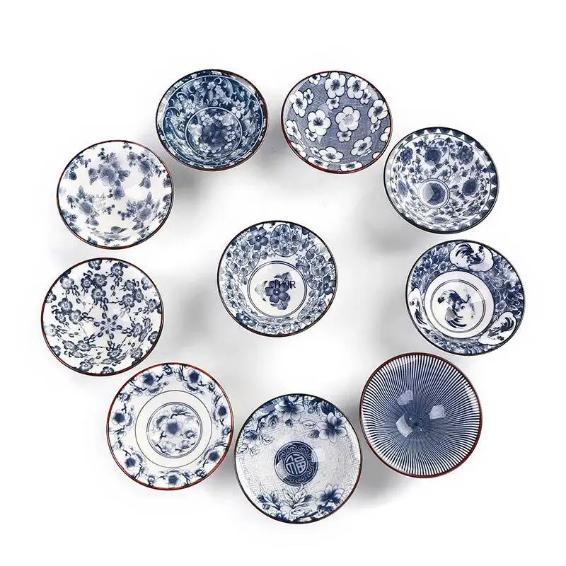 Blue And White Porcelain Ceramic Tea Cup Bamboo Hat Kung Fu Teacup Tea Tasting Cup Керамическая Чашка