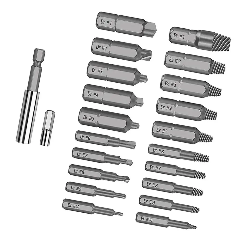 Danificado Parafuso Extractor Set, Brocas, Parafuso Set, Fácil Out, Alloy, 22