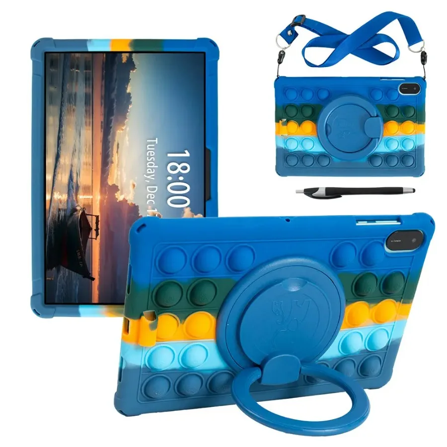 

For Honor Pad X8A 11" Case Bubble Pop Rotating Soft Silicone Case For Honor Pad X9 X8A 11 inch Kids Safe Tablet Stand Cover