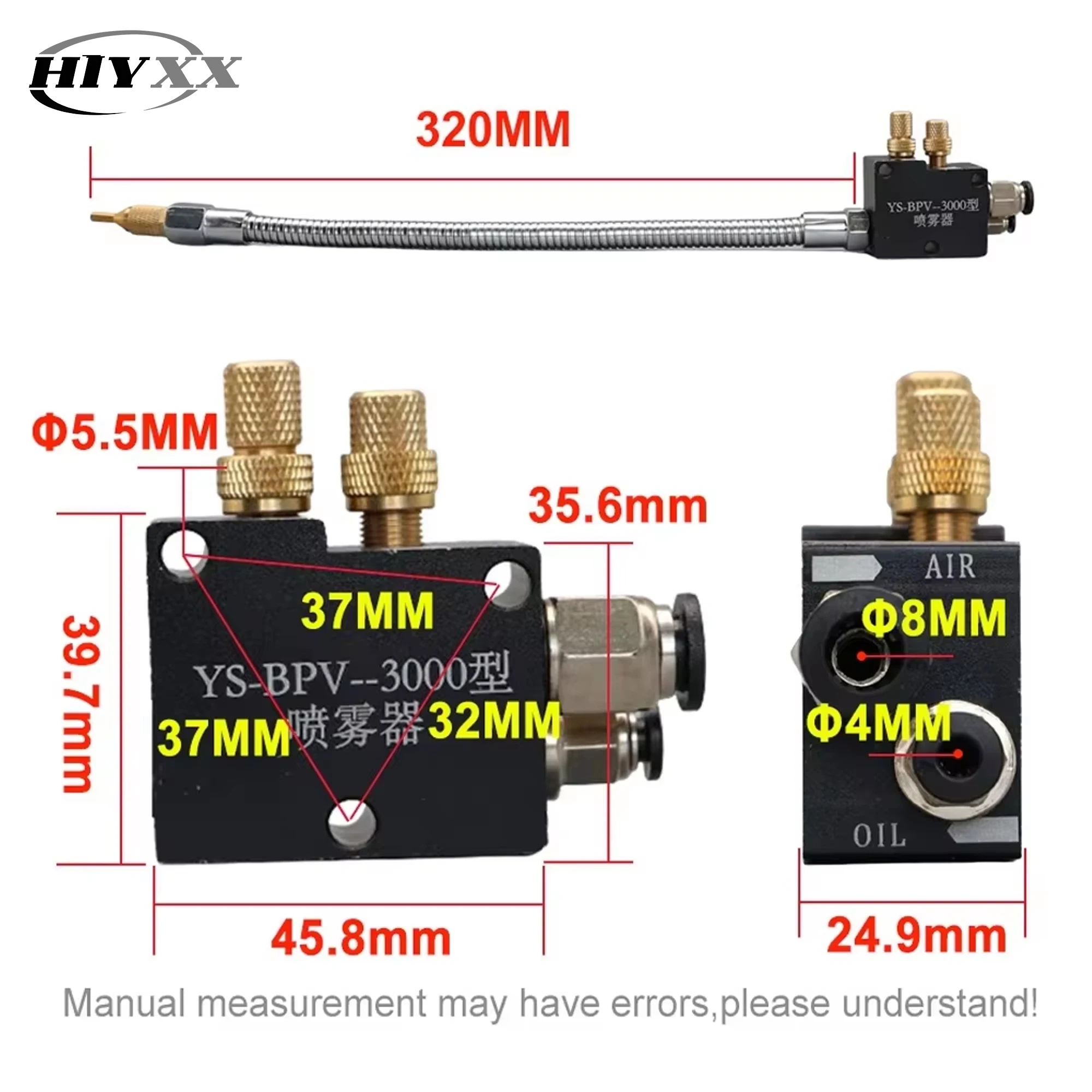 

CNC Mist Sprayer Coolant System YS-BPV-3000 Mist Cooling Sprayer for CNC Lathe Milling Drill Engraving Tool