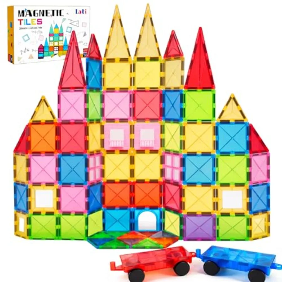 

LATI 130-Piece Magnetic Tiles Building Toy for Magnetic Building Blocks Construction Set in Multicolor with Strong Magnets Open
