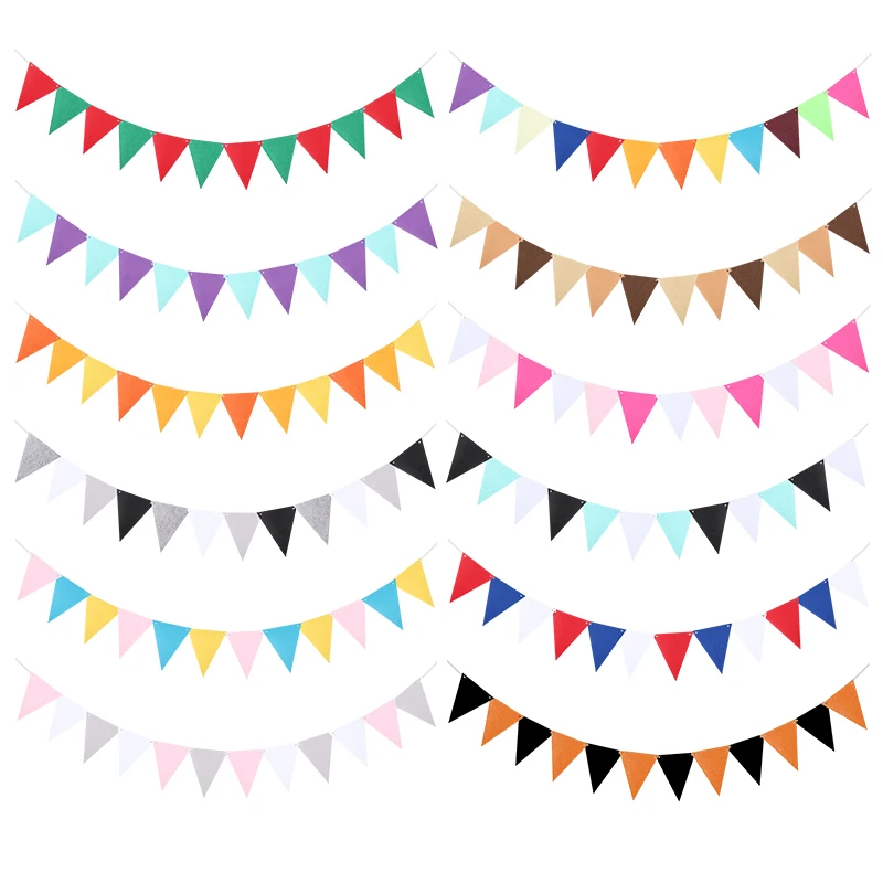 Bunte Vliesstoff-Flaggen, Wimpel, Geburtstags-Wimpelkette, Banner, Wandbehang, Hochzeitsbanner, Party-Girlande für Heimdekoration
