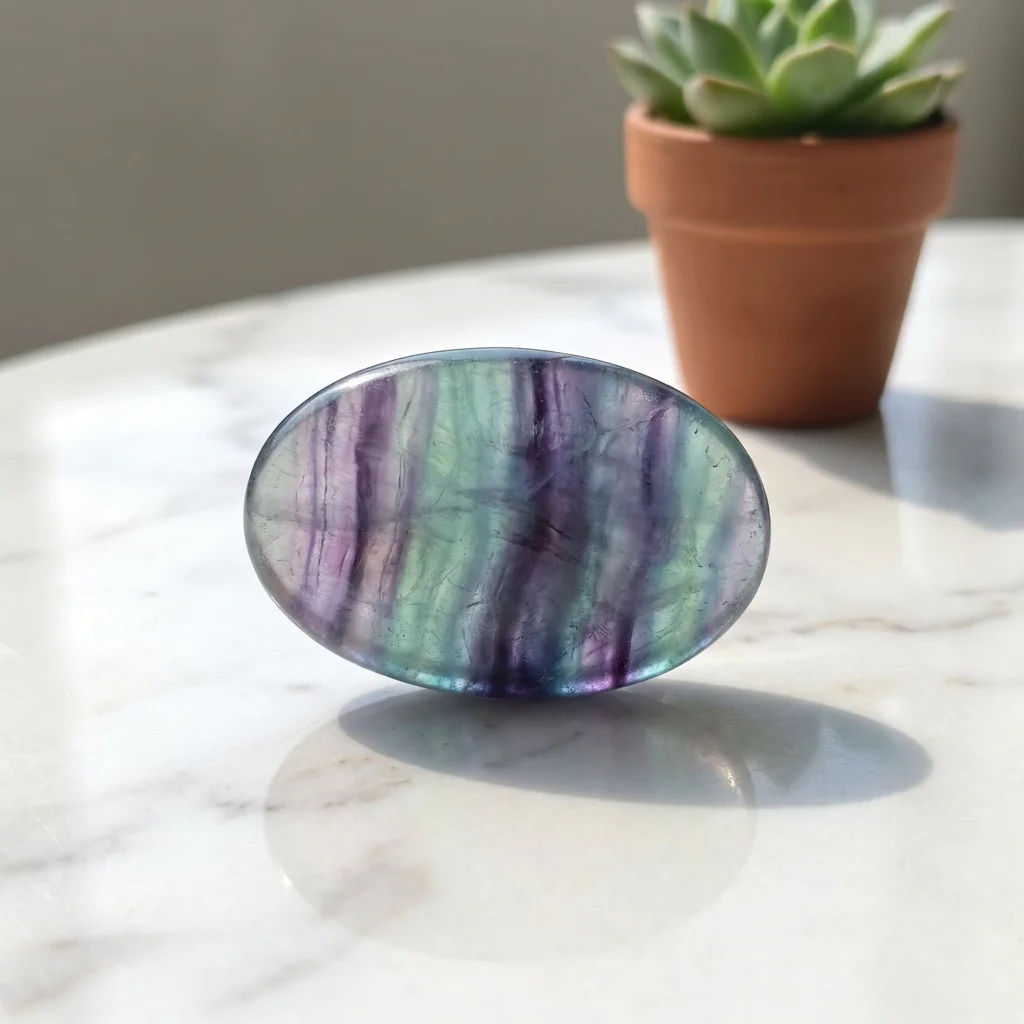 Natural Rainbow Fluorite Palm Stone Crystal Healing Worry Stone Polished Mineral Specimen for Home Deco Meditation Gift