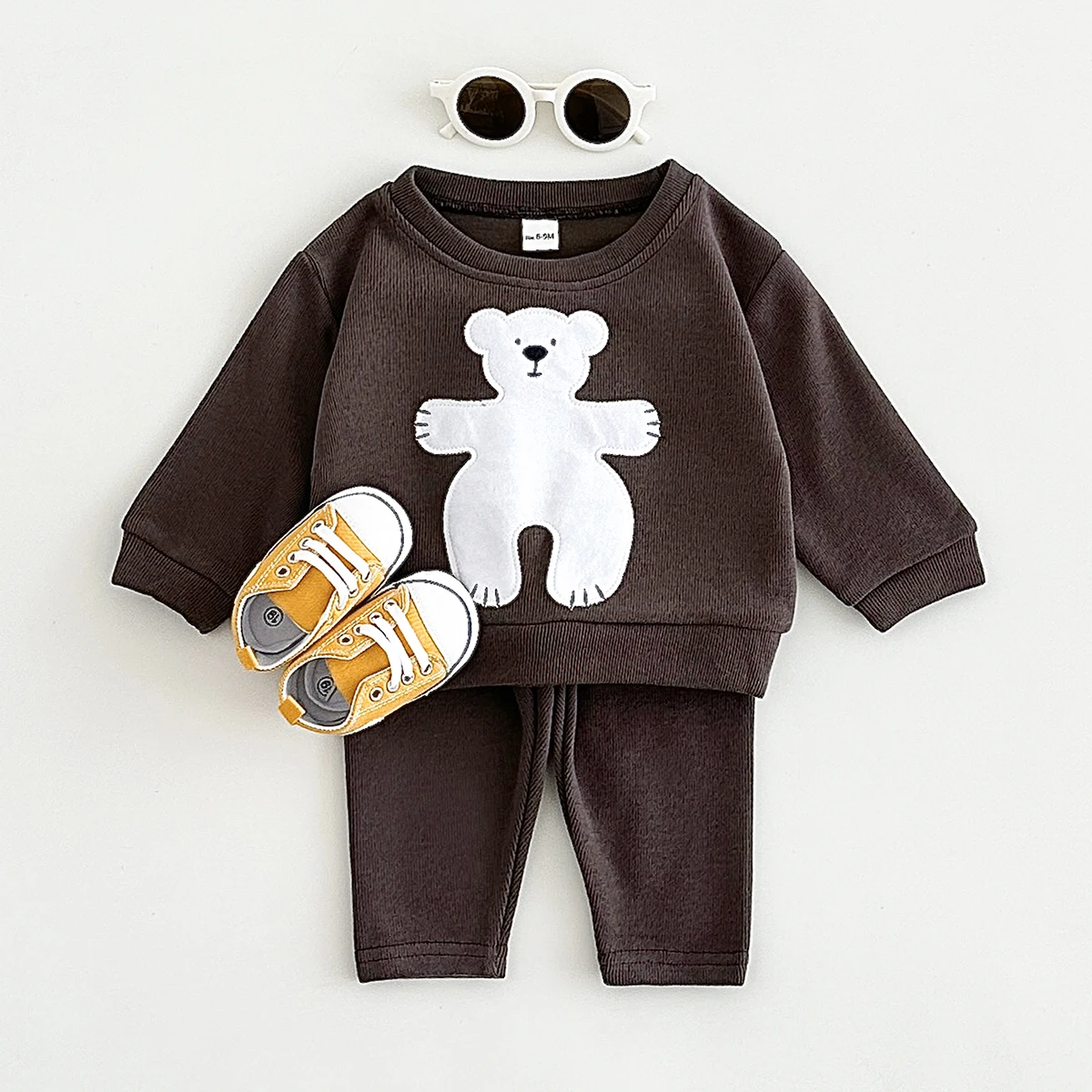 2024 Spring Autumn Korean Baby Cotton Clothing Sets Boy Girl Clothes Loose Pullovers Sets Cartoon Animals Tops+Pants 2PCS Outfit