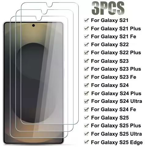3PCS Tempered Glass For Samsung Galaxy S25 S24 Plus Ultra S25 Edge Screen Protector For Samsung S23 S22 Plus S21 Fe Glass