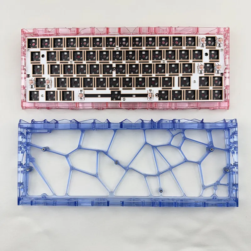 ransparent Hollow Out Mechanical Keyboard Kit Customized ARGB Hot Swap Wired Single-mode 63 Keys Support Driver Key Change DIY