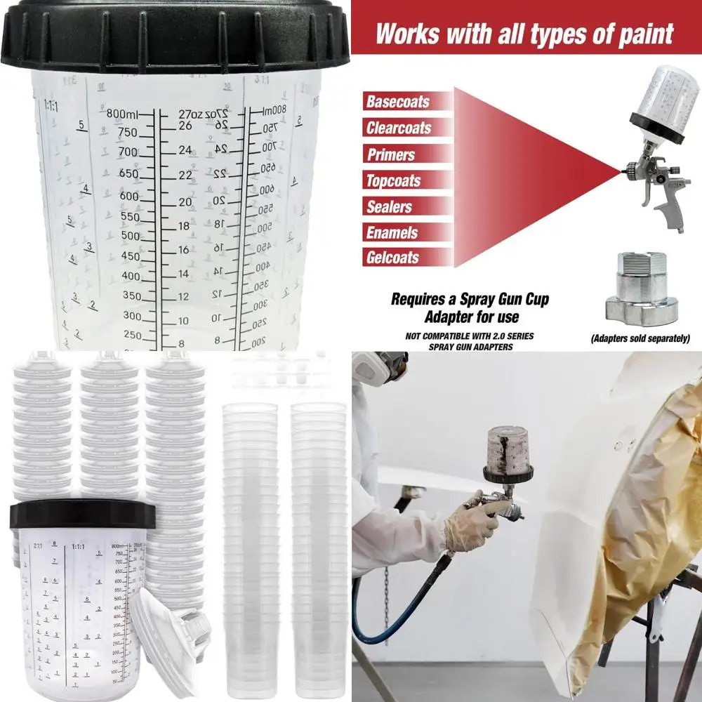 

50-Piece Mini Paint Spray Kit: 6oz Cups, Liners, Lids & Plugs