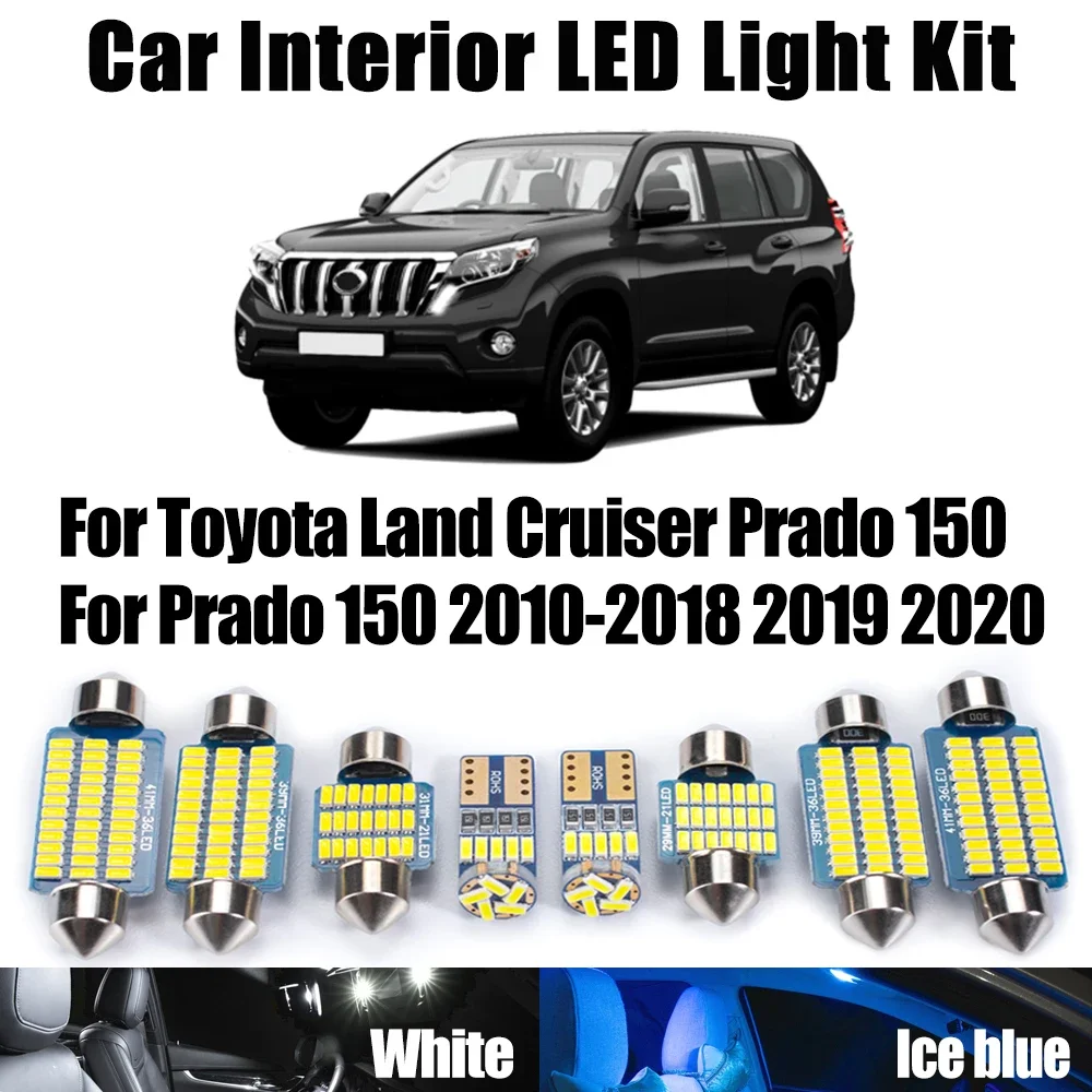 

18Pcs Canbus Car Reading Bulbs Kit For Toyota Land Cruiser Prado 150 For Prado 150 2010-2020 LED Interior Map Dome Trunk Light