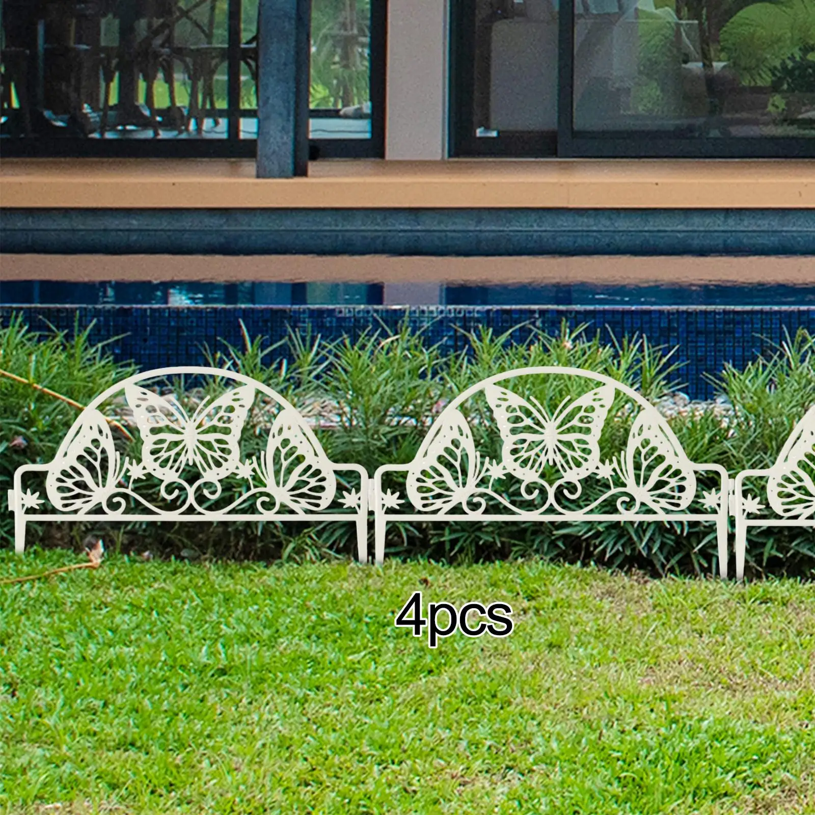 

4x Decorative Garden Fences Picket Fence Wedding Prop Pet Border Fence Animal Barrier Fence for Dogs Porch Privacy Restaurant