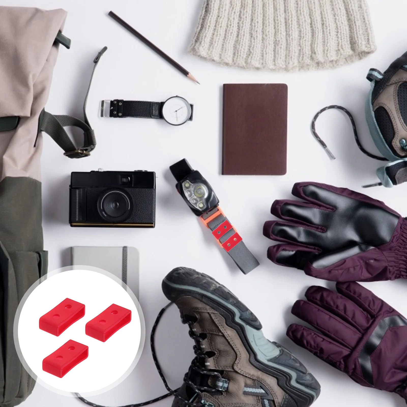 

3Pcs Silicone Watch Wristband Loops Straps Red 22mm Durable Easy Install Bright Colors Stylish Watch Band Loop