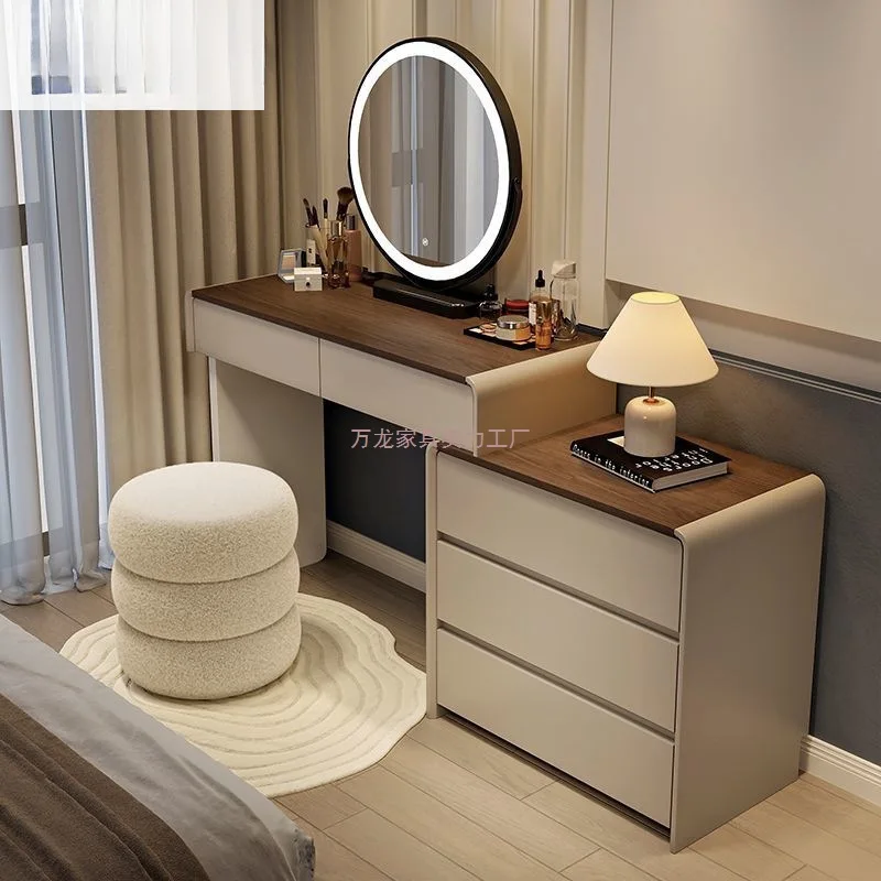 Solid wood dresser chest integrated modern simple makeup table Italian cream style light luxury bedroom makeup table