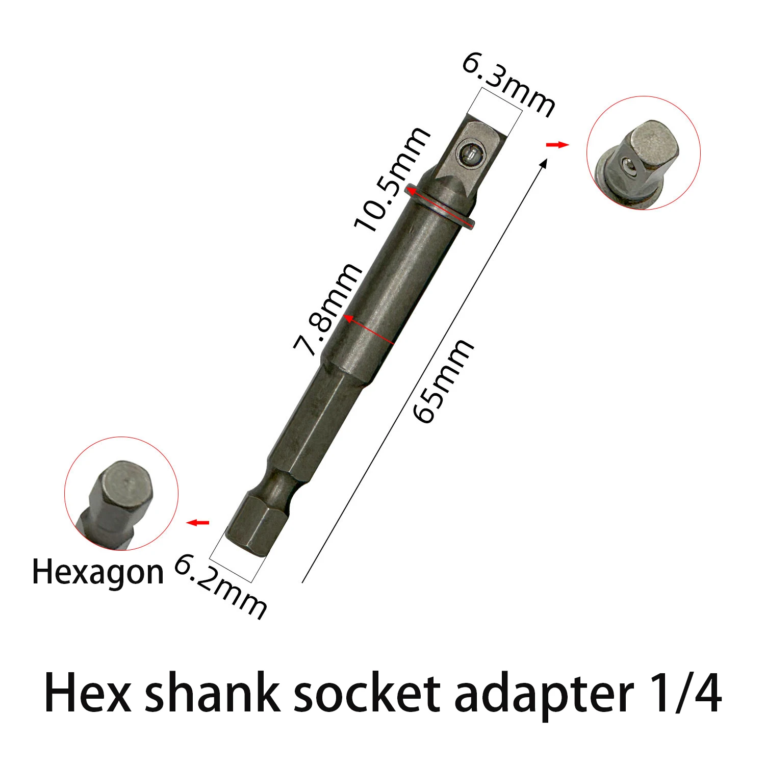 Kit de adaptador de enchufe extendido para taladro eléctrico, 1 piezas, tuerca cuadrada, vástago hexagonal, 1/4