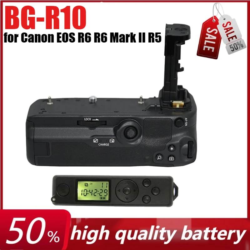 

BG-R10 Vertical Battery Grip Holder with IR Remote Control for Canon EOS R6 R6 Mark II R5 R5C Mirrorless Cameras