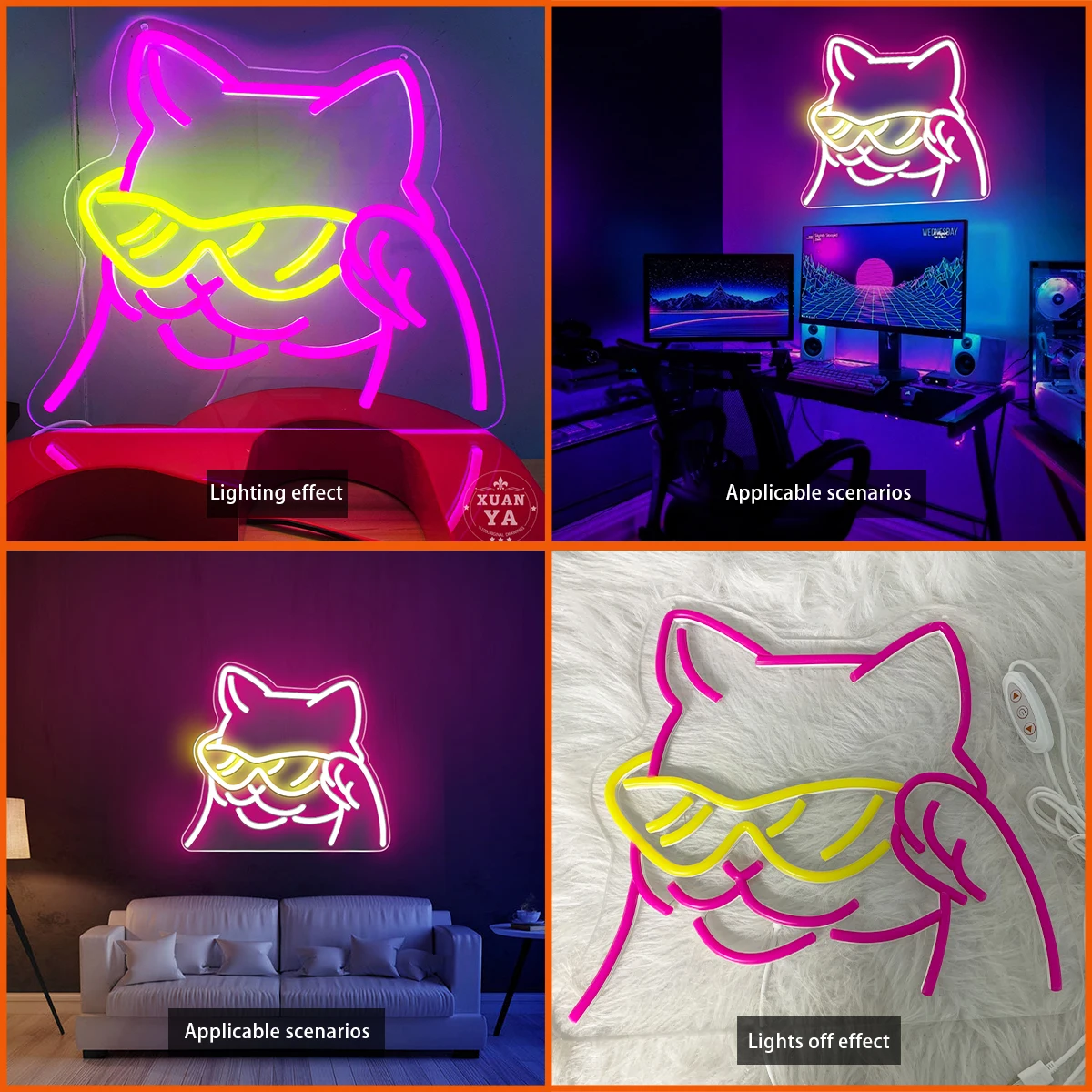 Sinal personalizado Cat Neon LED Light, decoração artística, luz noturna