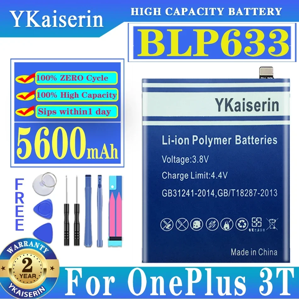 YKaiserin High Quality BLP633 Battery for OnePlus 1+ 3T One Plus  1 A0001 2 3 3T 5/5T 6 6T/7 for OnePlus3T Three Batteries