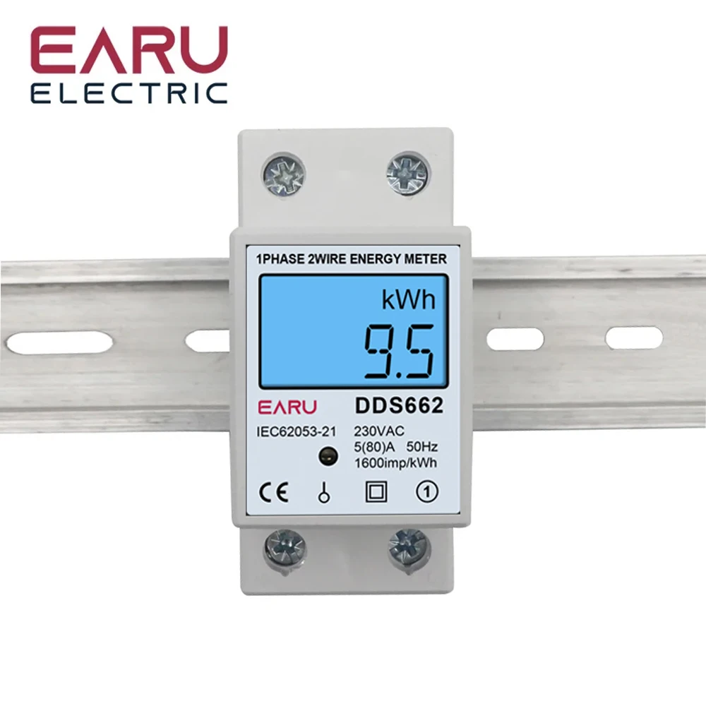 Licznik energii na szynę Din 5-80A podświetlenie LCD cyfrowy wyświetlacz jednofazowy elektroniczny licznik energii KWh woltomierz amperomierz