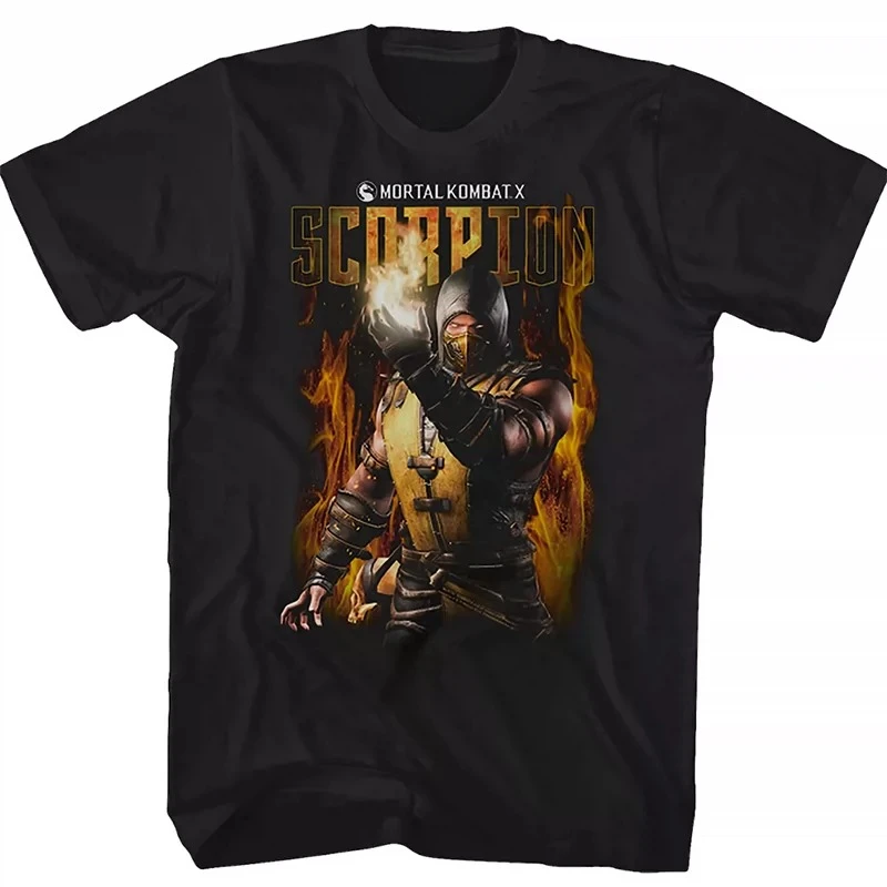 Trevco Mortal Kombat X Scorpion Flames Graphic T-Shirt Cotton Men Women Streetwear Tee