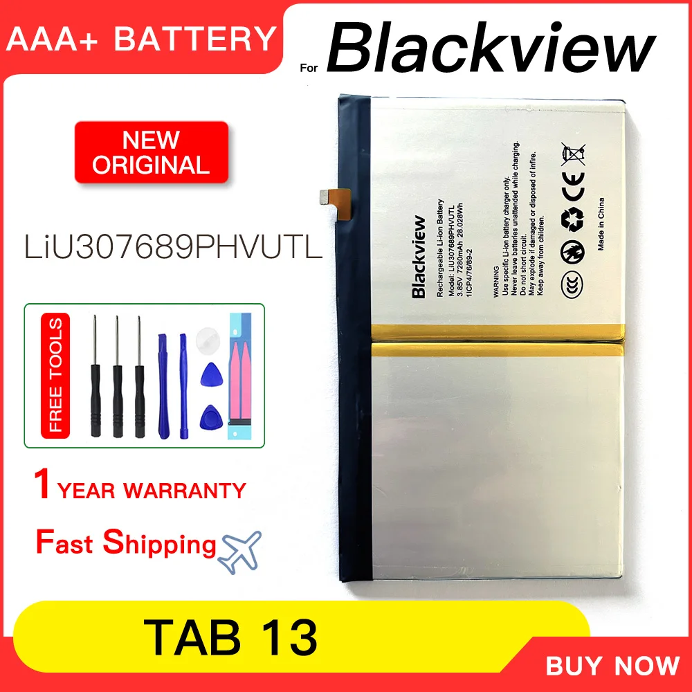 

Genuine 7280mAh LiU307689PHVUTL Battery For Blackview Tab 13 Tablets High Quality battery mobile batteria batteries+free tools