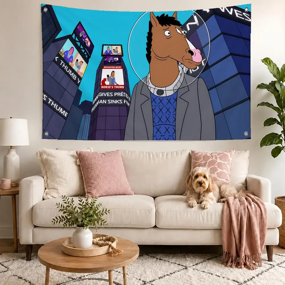 Dark Show BoJack Horseman Flags Concert Print Wall Hanging Art Banner, Indoor Outdoor Bedroom Home Decor Backdrop, Perfect Gift