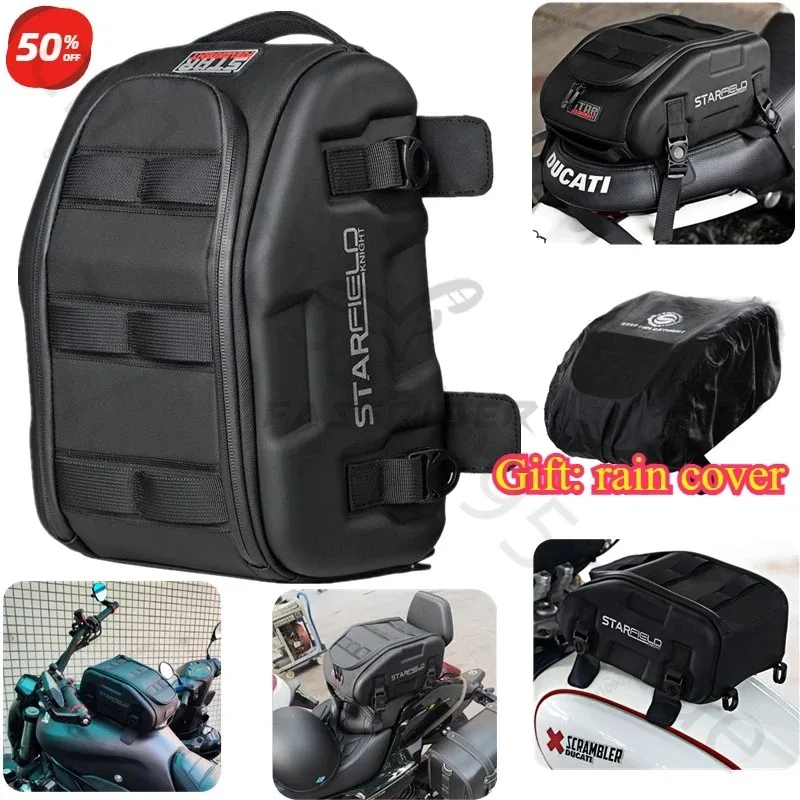 

Motorcycle Seat Back Bag Tail Box Waterproof Riding Racing Large Capacity Hard Case Luggage Bag Black Fuel Tank Motorbike Bags