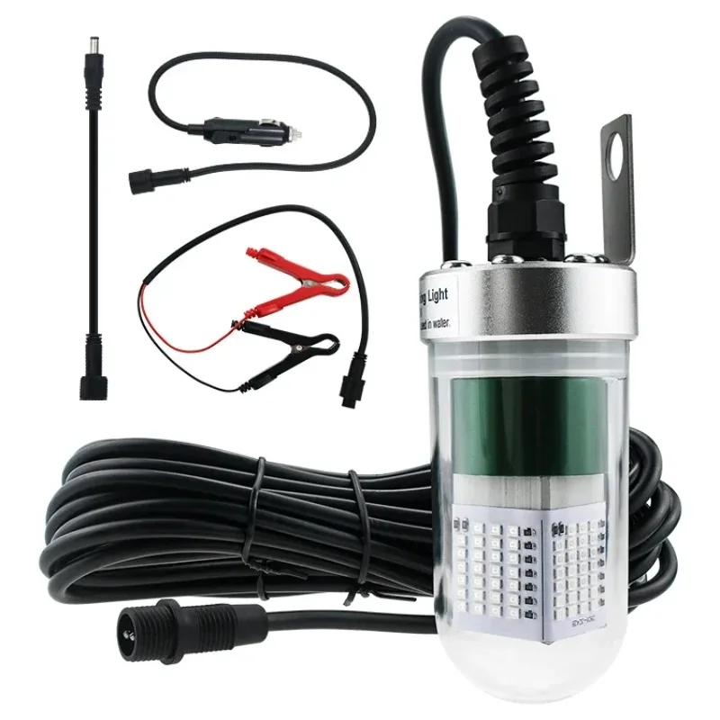 30W Submersible Green LED Fishing Light 12V, 3000LM Underwater Night Fish Finder Lure for Crappie Squid with 20FT Cord