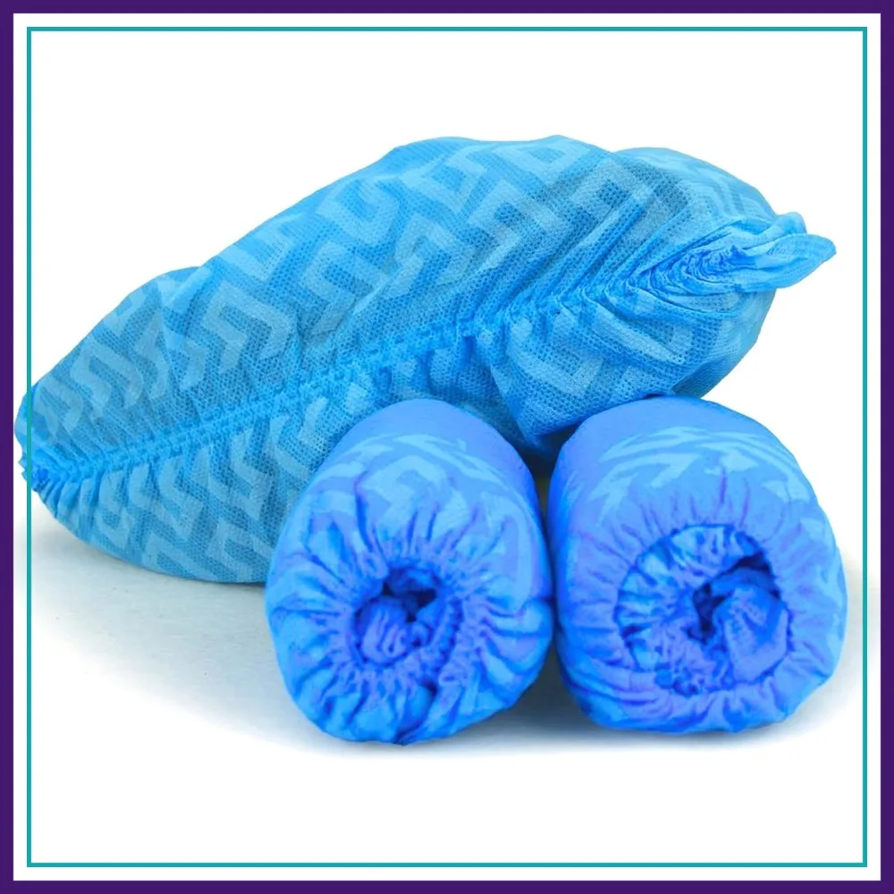 

Disposable Shoe Covers, Heavy-Duty Waterproof, Non-Slip Silicone Sole, Elastic Band, Reusable, Blue, X-L 100 Pcs