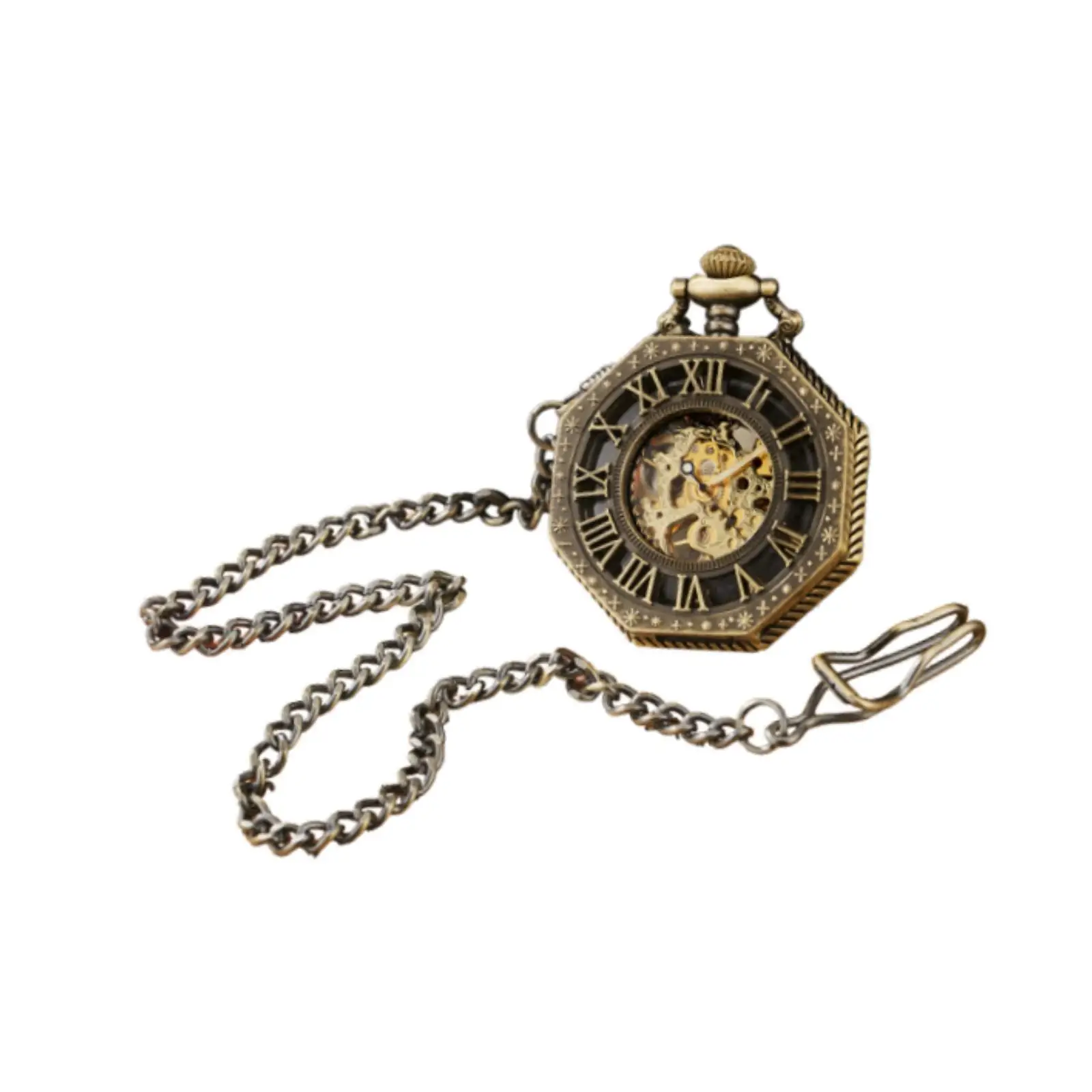 Vintage Pocket Watch Delicate Engraved Roman Numerals Scales Fashion Accessory for Boys Holiday Anniversary Wedding Boyfriend
