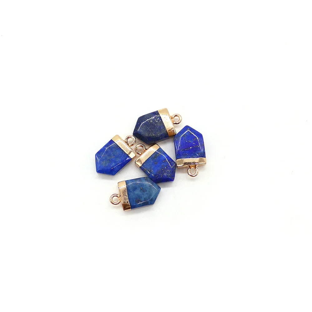 Luxury Exquisite Natural Spotted Stone Polished Sword-shaped Electroplated Single Hole Pendant DIY Necklace Jewelry Accessories