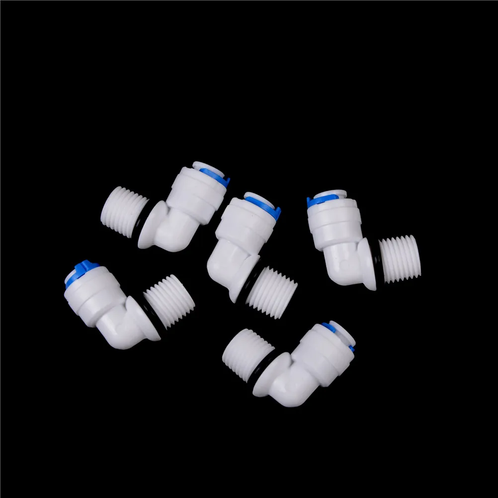5PCS 1/4" Male Thread - 1/4" OD Tube RO Water Elbow Quick Connector